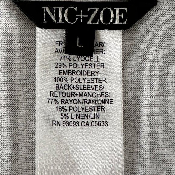 Nic + Zoe White Embroidered Button Down Blouse Shirt LARGE Sheer Mixed Media - Picture 4 of 7